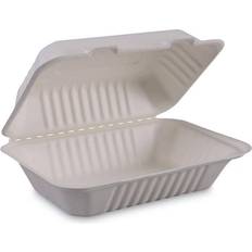 Boardwalk 9 6 3.19 in. White Containers Hinged-Lid 1-Compartment 125/Sleeve 2 Sleeves/Carton Plastic Bag & Foil