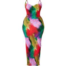 Women Dresses PrettyLittleThing Printed Plisse Cowl Neck Maxi Dress Plus Size - Multi