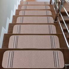 Beige Stair Carpets CAMILSON LINE Stair Beige, Gray, White, Red, Yellow, Brown