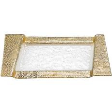 Glass Serving Trays Badash Crystal Rimini Gold 8x16" Oval Crafted Serving Tray