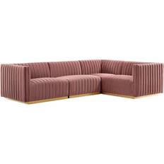 Gold Sofas modway Conjure Channel Performance Velvet Sectional 109.5" 4pcs 3 Seater