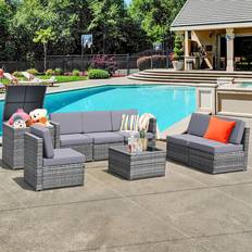 Outdoor Lounge Sets Costway 8 Outdoor Lounge Set