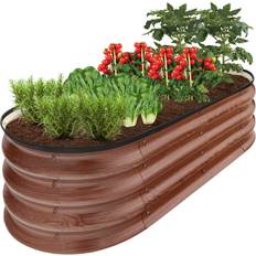Best Choice Products Raised Garden Beds Best Choice Products 4x2x1ft Raised Metal Oval Garden Planter Box Vegetables Flowers