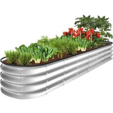 Best Choice Products Pots & Planters Best Choice Products 8x2x1ft Metal Raised Oval Garden Low Planter Box for Vegetables, Flowers
