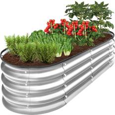 Best Choice Products Pots & Planters Best Choice Products 4x2x1ft Metal Raised Oval Garden Low Planter Box Vegetables, Flowers
