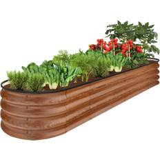 Best Choice Products Pots, Plants & Cultivation Best Choice Products 8x2x1ft Metal Raised Oval Garden Low Planter Box Vegetables, Flowers