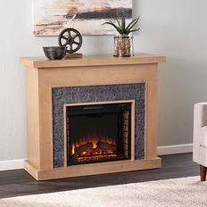 Brown Fireplaces Standlon Electric Fireplace with Faux Stone Surround