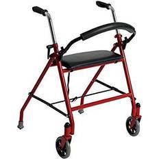Walkers Drive Medical 1239RD Foldable Rollator Walker with Seat, Red