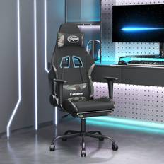 Hvite Gaming stoler vidaXL Gaming Chair with Footrest Black and Camouflage Fabric