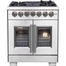 Timer Ranges Forno Capriasca French Door Double Dual Fuel Range 5 Burners Stainless Steel, White, Silver, Gray