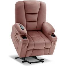 Mcombo Electric Power Lift Recliner Chair with Massage and Heat for Elderly, Extended Footrest, USB Ports, Fabric 7529 Pink