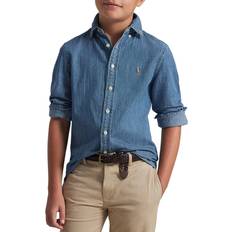 Tasche Hemden Polo Ralph Lauren Kids Besticktes Jeanshemd blau