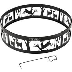 Costway Fire Pits & Fire Baskets Costway 36 9 Round Metal Fire Pit Black Ring Deer with Extra Poker Bonfire Liner