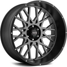 16" - Gray Car Rims Vision Rocker 18x9 Gray Black Wheel Rim 8x6.5 with a 12mm Offset a 125.2 Hub Bore. Partnumber 412-8981ABL12