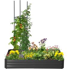 OutSunny Raised Garden Beds OutSunny 5.9' 1' Raised Garden Bed with Support Rod, Frame Planter