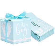 Sparkle and Bash Its a Boy Shower Party Favor Boxes with Ribbons Blue, 50 Pack
