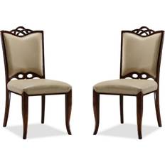 Green leather dining chairs Manhattan Comfort Set of Regent Kitchen Chair 2