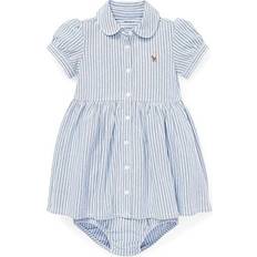 Polo Ralph Lauren Baby Girls Striped Knit Oxford Dress Blue Blue