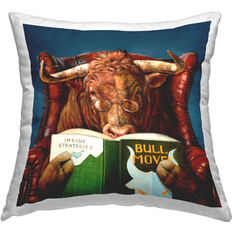 Stupell Industries Reading Longhorn Bull Sofa Animal Farm Literature Complete Decoration Pillows Green, Red, Blue