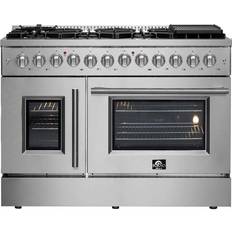 Forno Galiano French Door Double Oven Dual Fuel Range Burners Silver, Gray, Stainless Steel, White