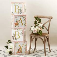 Kate Aspen Pink Woodland Baby Block Box Set of 4