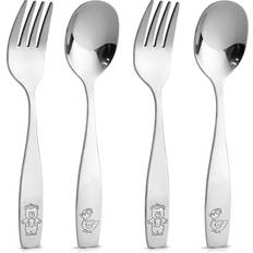 Kids Cutlery Zulay Kitchen Flatware Set Stainless Steel Spoons & Forks for Children 4 Piece Set