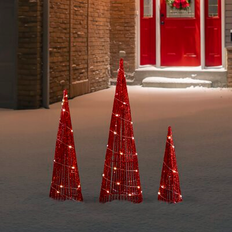 Christmas Lamps on sale Northlight Set of 3 Lighted Red Glitter Cone Christmas Lamp