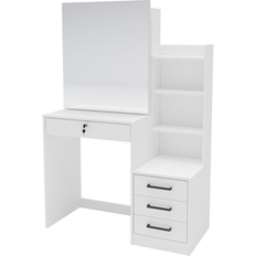 Polifurniture Hannah Vanity with Mirror White Dressing Table 17.5x39"