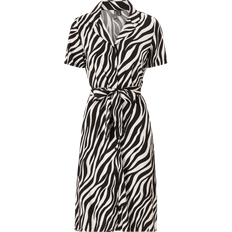 Hemdkragen Kleider Pieces Olivia SS Dress - Cloud Dancer Zebra