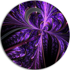Design Art 'Embossed Purple Floral Shapes' Floral Round Metal Wall Decor