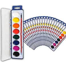 18 Set Bulk Watercolor Paint Pack with Wood Brushes 12 Washable Colors