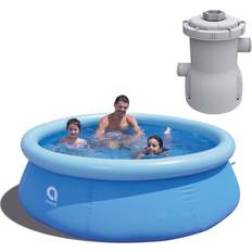 Swimming Pools & Accessories Jleisure 8 ft prompt set inflatable pool bundle with pool filter cartridge pump