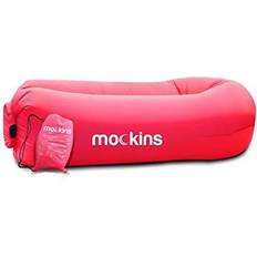 Camping Sofas Mockins inflatable red blow up lounger beach chair sofa with travel bag pockets