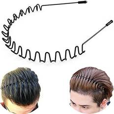 Hair Accessories Metal Hair Band for Men Headband, Black Wavy Spring Headbands Band Hoop