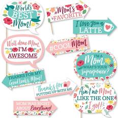 Funny colorful floral happy mother's day we love mom photo booth props kit 10 pc