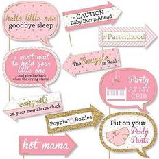 Photoprops Funny pink and gold hello little one baby shower photo booth props kit 10 pc