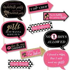Funny Girls Night Out Bachelorette Party Photo Booth Props Kit 10 Piece Pink Pink