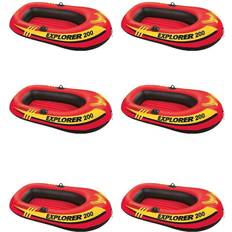 Intex Inflatable Toys Intex Explorer 200 Inflatable 2-Person Boat Raft Pool Set with 2 Oars and Pump 6-Pack Red/Black