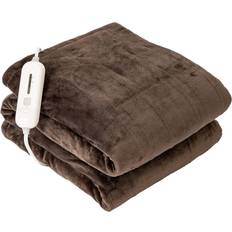 Electric heated throw Tefici Electric Heated Blanket Throw Brown