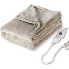 Electric heated throw Tefici Electric Heated Blanket Throw Camel