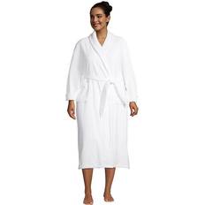 Lands' End Women's Long Sleeve Cotton Spa Bath Robe White Regular
