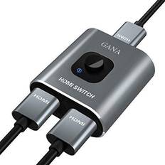 HDMI Switch 4k@60hz Splitter, GANA Aluminum Bidirectional Switcher 2 Manual HD Xbox PS5/4/3 Blu-Ray Fire