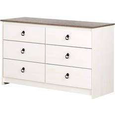 Chest of Drawers South Shore Plenny Double White Wash/Weathered Oak 52x31.2"