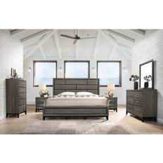 Wood bedroom furniture Roundhill Furniture Stout Panel 6-piece