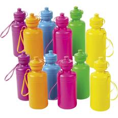 Water Bottle Neon Sport Water Bottles Bulk Set of 12, Each holds 18 oz Party Supplies, Drinkware, Incentives