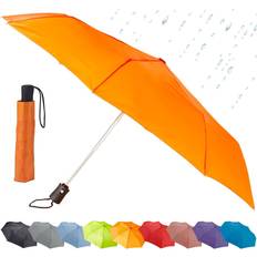 Lewis N. Clark Automatic Travel Umbrella Orange