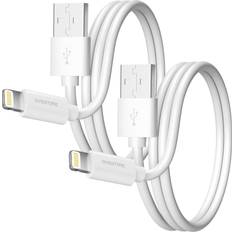 Cables Overtime iPhone Charger Cable 4 Foot 2-Pack, 13/12/11/Pro/Max/Mini/SE/XR/XS/X/8/7/Plus/6/6S, iPad/iPad Air