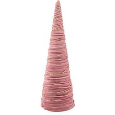 Northlight 15.25" Pink with Gold Garland Christmas Cone Tree