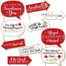 Funny Red and Gold Friendsmas Friends Christmas Photo Booth Props Kit 10 Pc Red Red