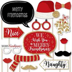 Red and Gold Friendsmas Friends Christmas Party Photo Booth Props Kit 20 Ct Red Red